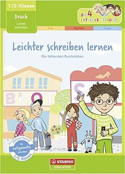 Leichter schreiben lernen: locker schreiben (1./2. Klasse): Übungsheft Druck - Die fehlenden Buchstaben (Die 4 Entdecker-Freunde)