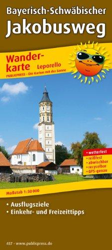 Wanderkarte Bayerisch-Schwäbischer Jakobusweg: mit Ausflugszielen, Einkehr- & Freizeittipps, wetterfest, reissfest, abwischbar, GPS-genau. 1:50000