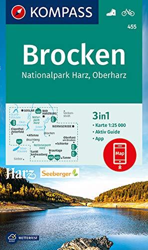 KOMPASS Wanderkarte Brocken, Nationalpark Harz, Oberharz 1:25T: 3in1 Wanderkarte 1:25000 mit Aktiv Guide inklusive Karte zur offline Verwendung in der ... (KOMPASS-Wanderkarten, Band 455)