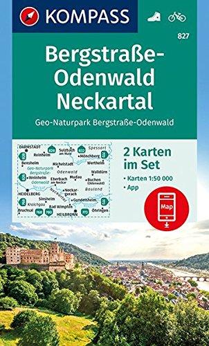 KV WK 827 Bergstraße Odenwald Neckartal: 2 Wanderkarten 1:50000 im Set inklusive Karte zur offline Verwendung in der KOMPASS-App. Fahrradfahren. (KOMPASS-Wanderkarten)