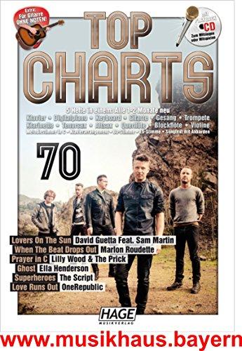 Top Charts 70 mit Playback CD: Die besten und aktuellsten Hits aus den Charts in einer Reihe! Lovers On The Sun - When The Beat Drops Out - Prayer in C - Ghost - Superheroes - Love Runs Out