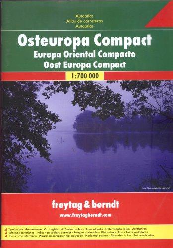 Osteuropa Compact Autoatlas. 1 : 700 000. (A, AL, BG, BIH, CZ, D-Ost, EST, GR, H, HR, LT, LV, MD, MK, MNE, PL, RO, SER, SK, SLO). Ortsregister mit Postleitzahlen. Entfernungen in km.