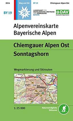 Chiemgauer Alpen Ost, Sonntagshorn: Wegmarkierungen und Skirouten - Topographische Karte 1:25000 (Alpenvereinskarten)