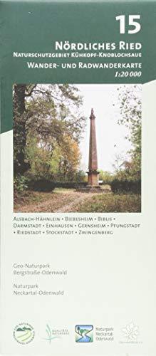Blatt 15, Nördliches Ried - Naturschutzgebiet Kühkopf-Knoblochsaue: Wander- und Radwanderkarte 1:20.000. Mit Alsbach-Hähnlein, Biebesheim, Biblis, ... und Naturpark Neckartal-Odenwald)