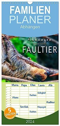 Familienplaner 2024 - Abhängen - Faultier mit 5 Spalten (Wandkalender, 21 cm x 45 cm) CALVENDO