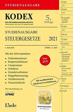 KODEX Studienausgabe Steuergesetze 2021: Studienausgabe (Kodex des Österreichischen Rechts)