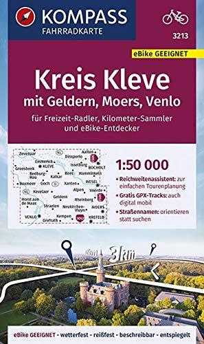 KOMPASS Fahrradkarte Kreis Kleve mit Geldern, Moers, Venlo 1:50.000, FK 3213: reiß- und wetterfest (KOMPASS-Fahrradkarten Deutschland, Band 3213)