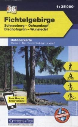 Deutschland Outdoorkarte 36 Fichtelgebirge 1 : 35.000: Schneeberg, Ochsenkopf, Bischofsgrün, Wunsiedel. Wanderwege, Radwanderwege, Nordic Walking, Skilanglauf