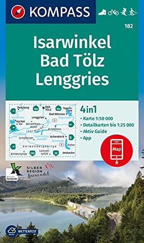 KOMPASS Wanderkarte Isarwinkel, Bad Tölz, Lenggries: 4in1 Wanderkarte 1:50000 mit Aktiv Guide und Detailkarten inklusive Karte zur offline Verwendung ... Langlaufen. (KOMPASS-Wanderkarten, Band 182)