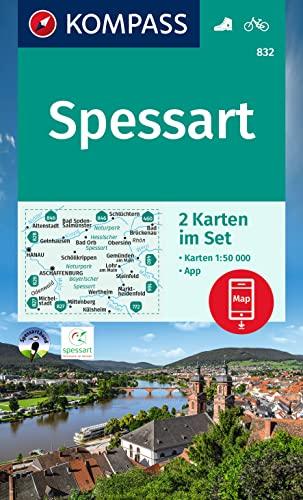 KOMPASS Wanderkarten-Set 832 Spessart (2 Karten) 1:50.000: inklusive Karte zur offline Verwendung in der KOMPASS-App. Fahrradfahren.