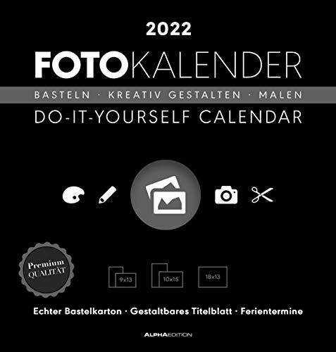 Foto-Bastelkalender schwarz 2022 - Do it yourself calendar 21x22 cm - datiert - Kreativkalender - Foto-Kalender - Alpha Edition