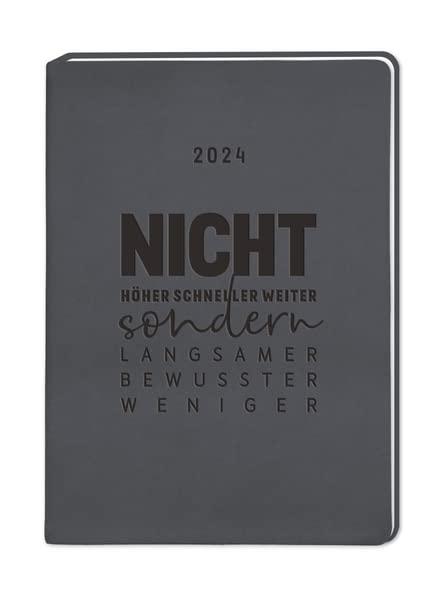 Terminplaner Lederlook 2024 Schwarz: Terminplaner Lederlook A6