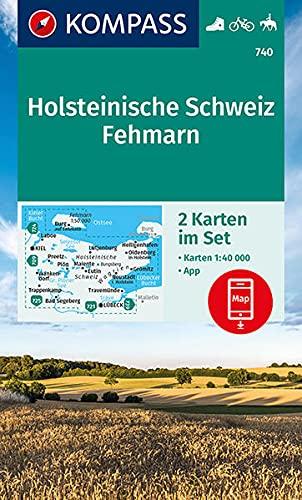 KOMPASS Wanderkarte Holsteinische Schweiz, Fehmarn: 2 Wanderkarten 1:40000 im Set inklusive Karte zur offline Verwendung in der KOMPASS-App. Fahrradfahren. Reiten. (KOMPASS-Wanderkarten, Band 740)