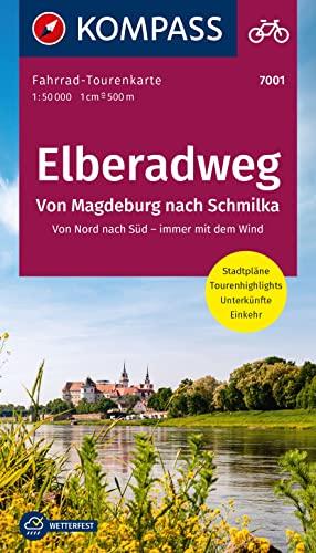 KOMPASS Fahrrad-Tourenkarte Elberadweg - von Magdeburg nach Schmilka 1:50.000: Von Nord nach Süd - immer mit dem Wind. Leporello Karte, reiß- und wetterfest