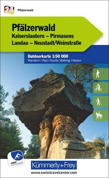 Pfälzerwald Nr. 24 Outdoorkarte Deutschland 1:50 000: Kaiserslautern, Pirmasens, Landau, Neustadt/Weinstrasse, water resistant, free Download mit HKF ... App (Kümmerly+Frey Outdoorkarten Deutschland)