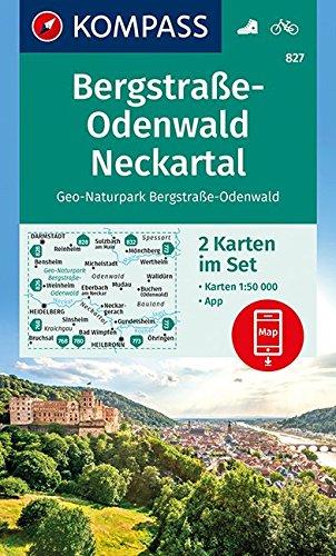 Bergstraße-Odenwald, Neckartal, Geo-Naturpark Bergstraße-Odenwald: 2 Wanderkarten 1:50000 im Set inklusive Karte zur offline Verwendung in der ... (KOMPASS-Wanderkarten, Band 827)