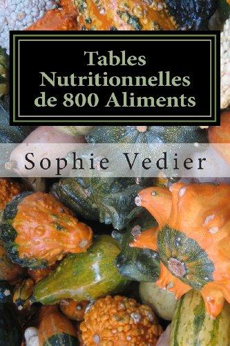 Tables Nutritionnelles de 800 Aliments: Teneur glucides, protéines, lipides, fibres, nombre de calories, index glycémique et charge glycémique