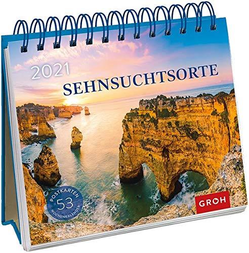 Sehnsuchtsorte 2021: Postkarten-Kalender mit Wochenkalendarium zum Aufstellen