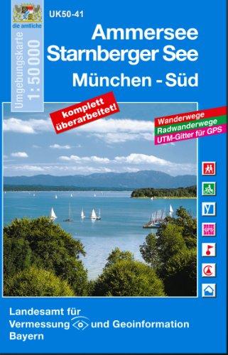 Ammersee, Starnberger See und Umgebung 1 : 50 000: Mit Wander- und Radwanderwegen. Mit Gitter für GPS-Nutzer (UK 50-41)