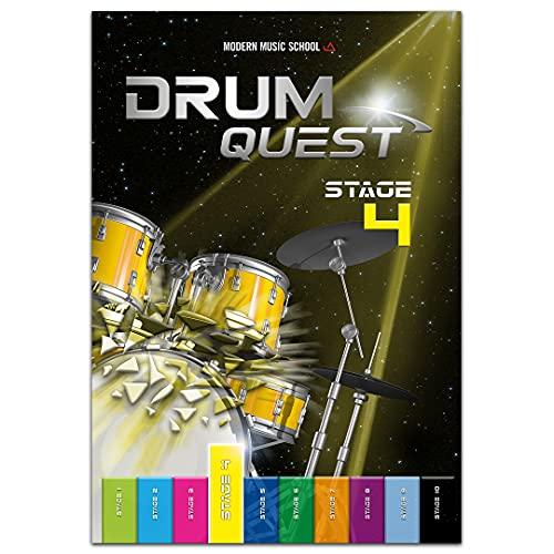 Drum Quest Stage 4: Die Schlagzeugschule. Anfänger, Fortgeschrittene. Schlagzeug lernen leicht und effektiv. Schlagzeug Buch Songbuch mit Bonus-Material (DEU)