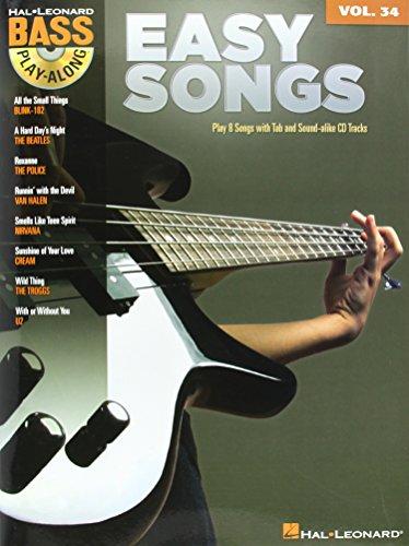 Bass Play Along Volume 34 Easy Songs Bgtr BK/CD (Hal Leonard Bass Play-Along)