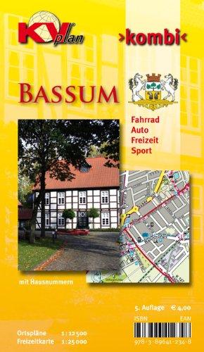 Bassum: 1:12.500 Stadtplan mit Freizeitkarte 1:25.000 mit beschilderten Radrouten und Hausnummern (KVplan Mittelweser-Region)