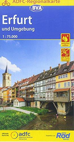 ADFC-Regionalkarte Erfurt und Umgebung, 1:75.000, reiß- und wetterfest, GPS-Tracks Download: Von Eisenach bis Naumburg, von Ilmenau bis zur Unstrut. ... Weimar und Jena (ADFC-Regionalkarte 1:75000)