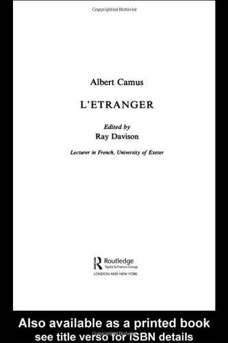 L'Etranger (Twentieth-Century French Texts)