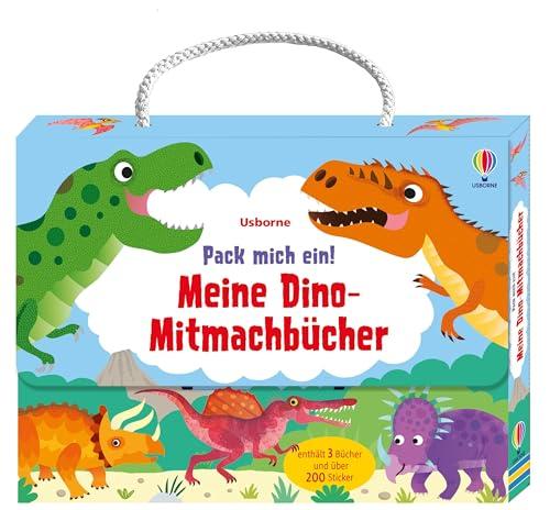 Pack mich ein! Meine Dino-Mitmachbücher: Koffer mit drei Mitmachbüchern zum Thema Dinosaurier – ausmalen, stickern und rätseln – ab 3 Jahren