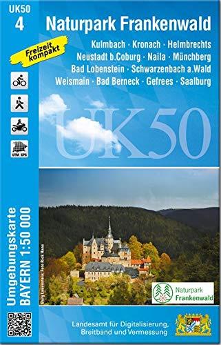 UK50-4 Naturpark Frankenwald (Umgebungskarte 1:50000): Kulmbach, Kronach, Helmbrechts, Neustadt b.Coburg, Naila, Münchberg, Bad Lobenstein, ... Karte Freizeitkarte Wanderkarte)