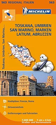 Michelin Toskana, Umbrien, San Marino, Marken, Latium, Abruzzen: Straßen- und Tourismuskarte 1:400.000 (MICHELIN Regionalkarten)