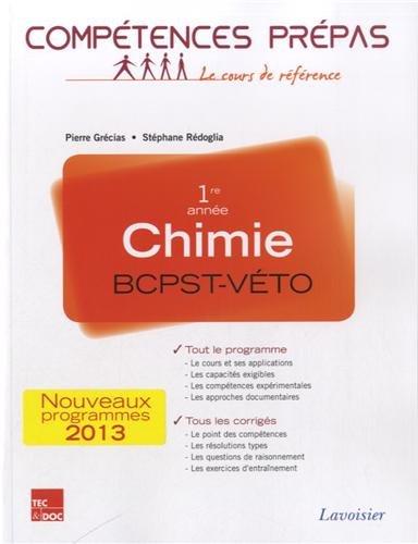 Chimie BCPST-Véto : 1re année : nouveaux programmes 2013