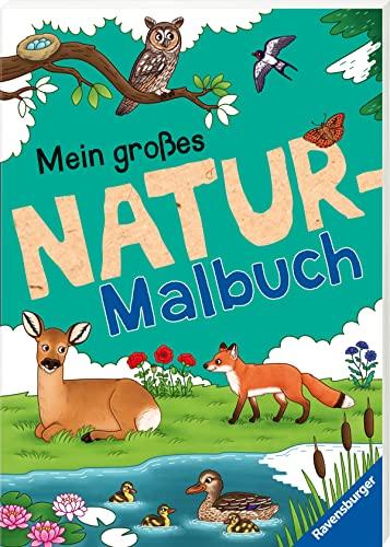 Ravensburger Mein großes Natur-Malbuch - heimische Waldtiere, Meerestiere, Vögel und Pflanzen zum Ausmalen und spannenden Fakten