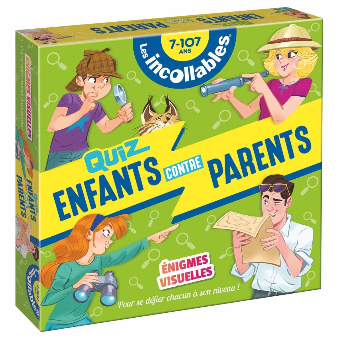 Boîte Quiz : Incollables : Enfants vs Parents - Enigmes Visuelles