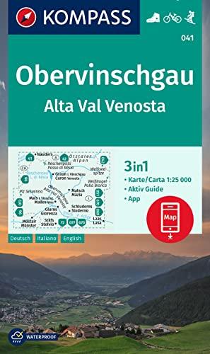 KOMPASS Wanderkarte 041 Obervinschgau / Alta Val Venosta 1:25.000: 3in1 Wanderkarte mit Aktiv Guide inklusive Karte zur offline Verwendung in der KOMPASS-App. Fahrradfahren. Skitouren.