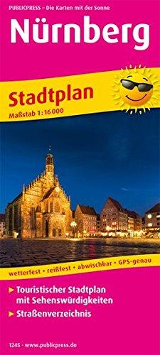 Nürnberg Stadtplan: Touristischer Stadtplan mit Sehenswürdigkeiten und Straßenverzeichnis. 1:16000