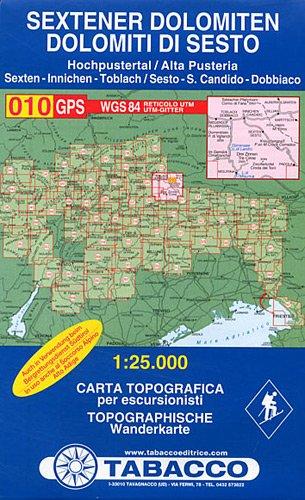 Sextener Dolomiten: Wanderkarte Tabacco 010. 1:25000: Dolomiti di Sesto (Cartes Topograh)