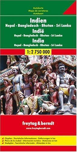 Freytag Berndt Autokarten, Indien - Nepal - Bangladesch - Bhutan - Sri Lanka - Maßstab 1:2.750.000