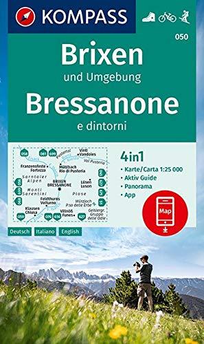 KOMPASS Wanderkarte Brixen und Umgebung, Bressanone e dintorni: 4in1 Wanderkarte 1:25000 mit Panorama und Aktiv Guide inklusive Karte zur offline ... Skitouren. (KOMPASS-Wanderkarten, Band 50)