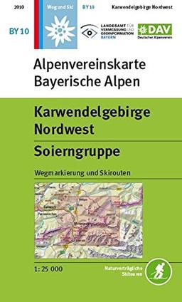 Karwendelgebirge Nordwest, Soierngruppe: Topographische Karte 1:25.000 mit Wegmarkierungen, Skirouten, Schneeschuhrouten (Alpenvereinskarten)