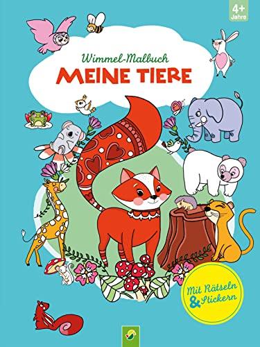 Wimmel-Malbuch Meine Tiere mit Rätseln & Stickern: Für Kinder ab 4 Jahren