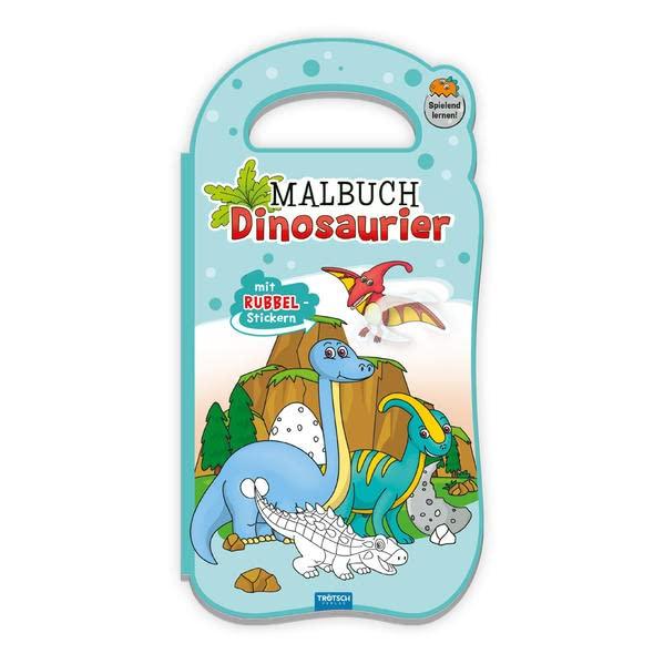 Trötsch Malbuch mit Rubbelstickern Dinosaurier: Malbuch Beschäftigungsbuch Ausmalbuch Stickerbuch