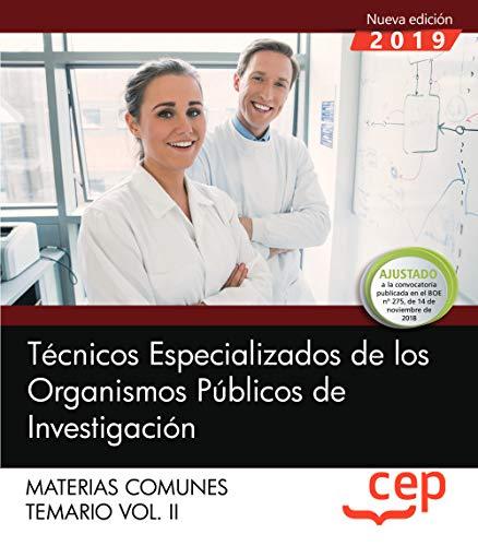 Técnicos Especializados de los Organismos Públicos de Investigación : materias comunes. Temario