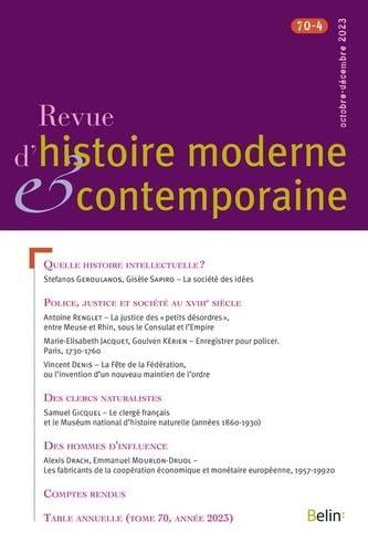 Revue d'histoire moderne et contemporaine, n° 70-4