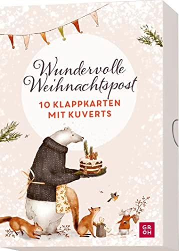 Wundervolle Weihnachtspost: 10 Klappkarten mit Kuverts | Liebevoll illustrierte Weihnachtskarten mit Goldfolie veredelt | mit Umschlag