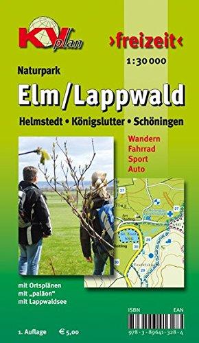 Elm / Lappwald: Wander- und Freizeitkarte mit Radrouten und Wanderwegen 1:30.000 + Ortspläne von Schöningen Helmstedt Königslutter 1:12.500 (KVplan Harz-Region)