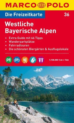 MARCO POLO Freizeitkarte Westliche Bayerische Alpen 1:100.000: Extra Guide mit 66 Tipps. Wanderparkplätze. Fahrradtouren. Die schönsten Biergärten und Ausflugslokale