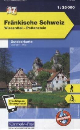 Deutschland Outdoorkarte 37 Fränkische Schweiz 1 : 35.000: Wiesenttal, Pottenstein. Wanderwege, Radwanderwege, Nordic Walking