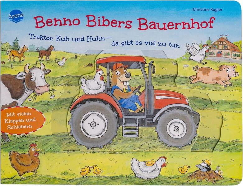 Benno Bibers Bauernhof. Traktor, Kuh und Huhn – da gibt es viel zu tun: Pappbilderbuch mit Klappen und Schiebern ab 2 Jahren