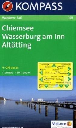 Chiemsee - Wasserburg am Inn - Altötting: Wanderkarte mit Radrouten. GPS-genau. 1:50000